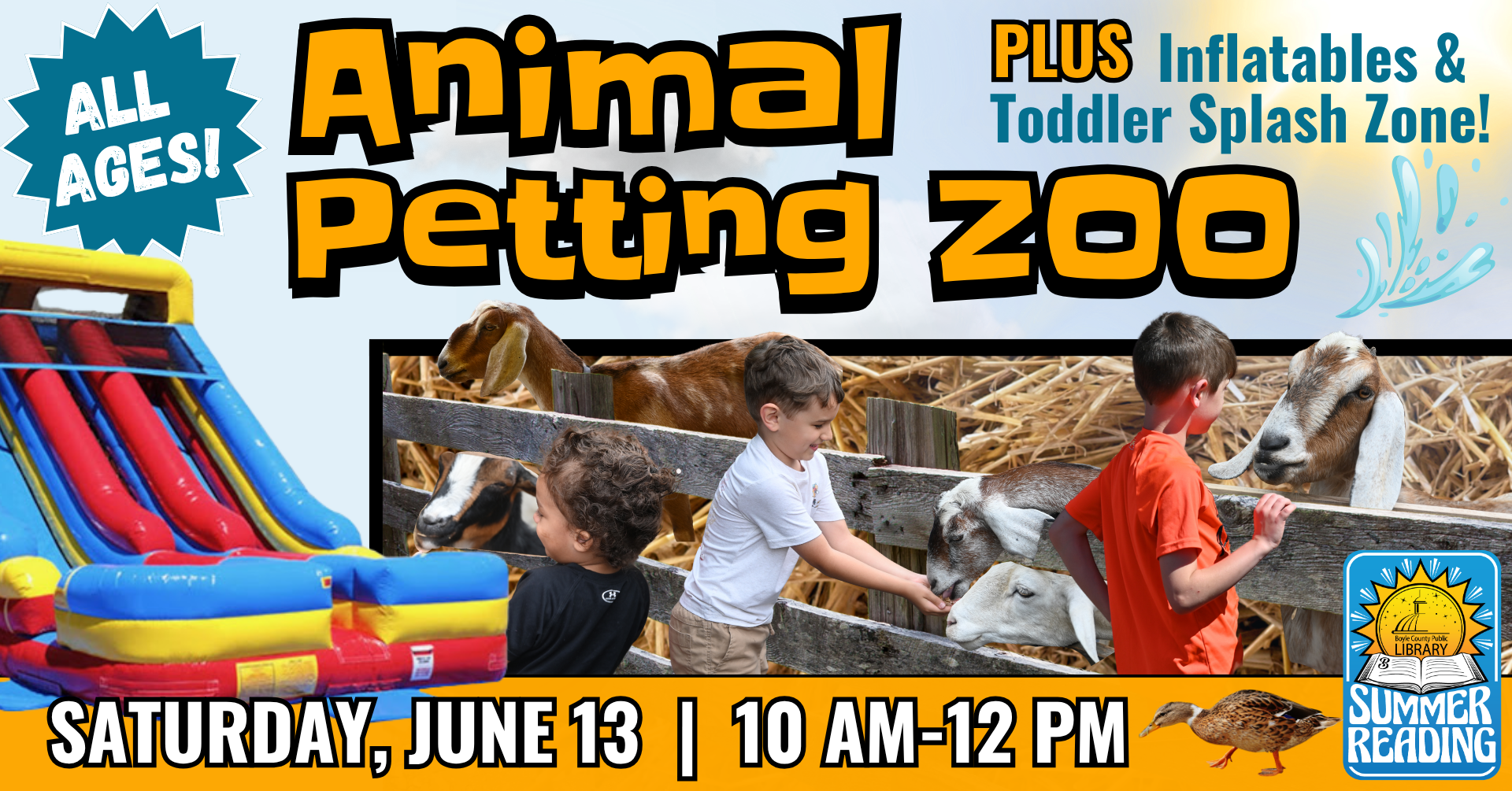 Animal Petting Zoo on June 13 from 10 AM-12 PM