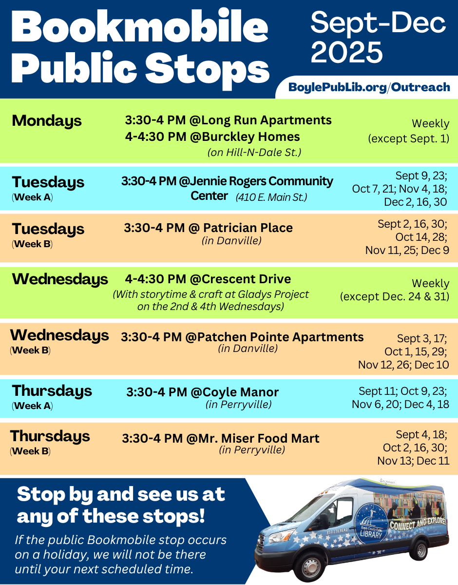 Bookmobile Public Stops September-December 2025
