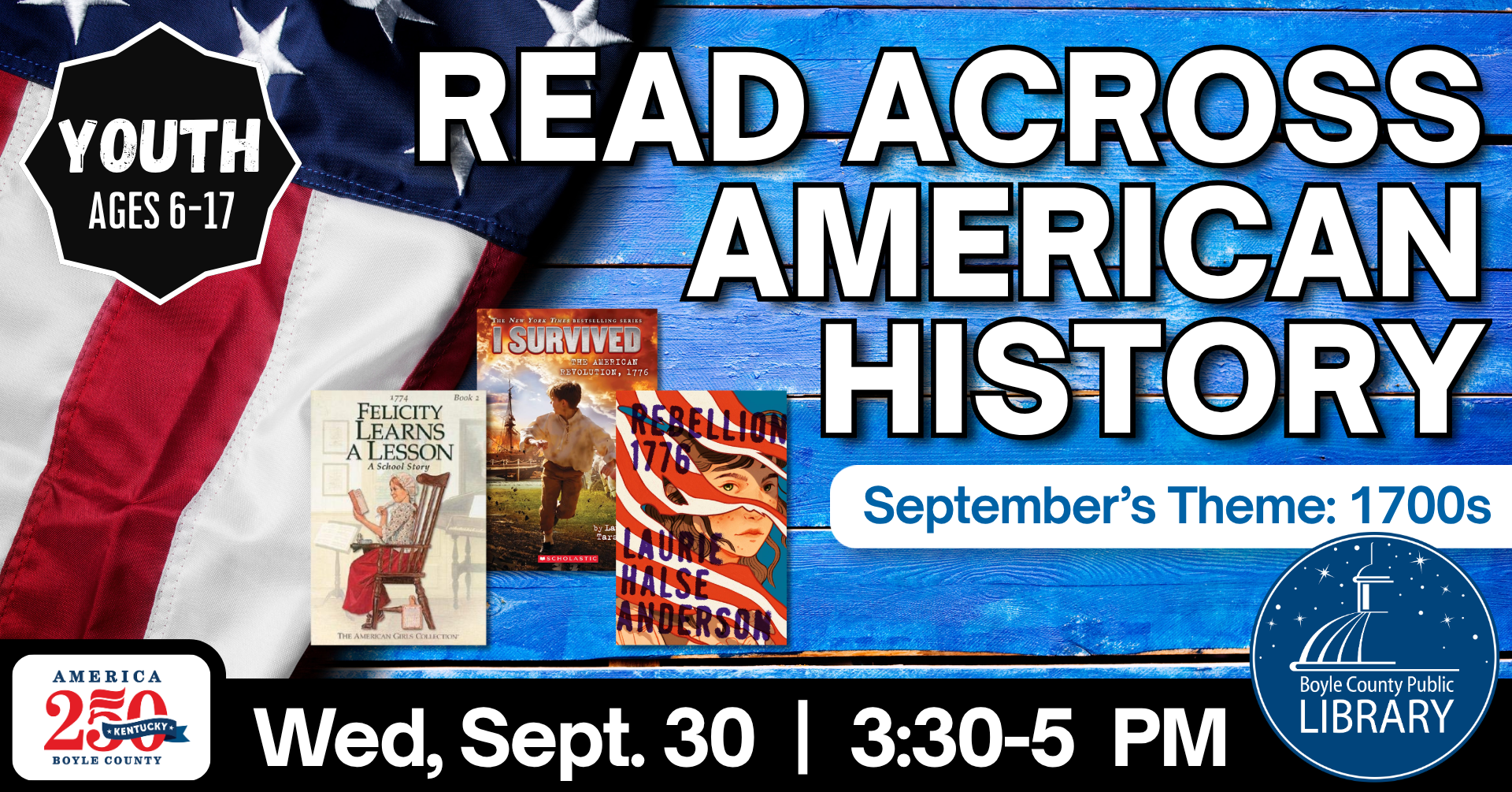 Read Across American History Book Club on September 30 at 3:30 PM