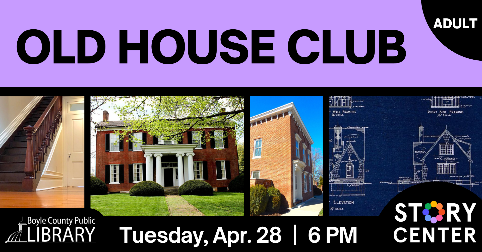 Old House Club on Tuesday April 28 at 6 PM 