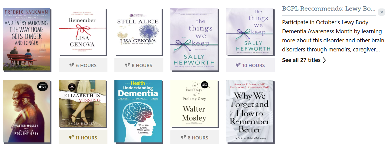 Lewey Body Dementia Libby Reading List